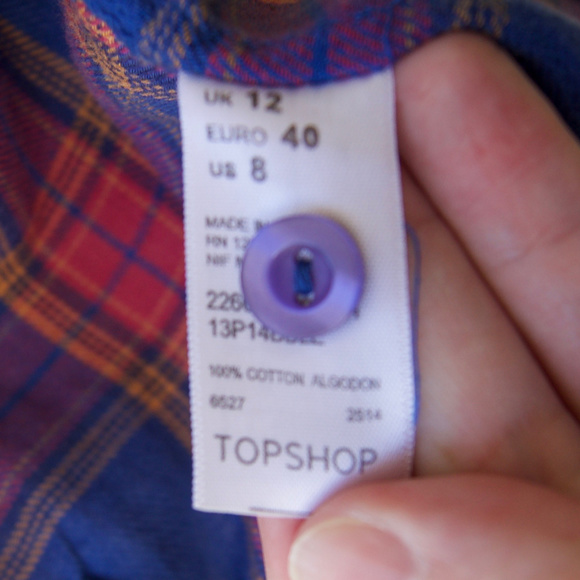 New TOPSHOP Casual Plaid Shirt - Cropped Tie Front - Picture 8 of 8